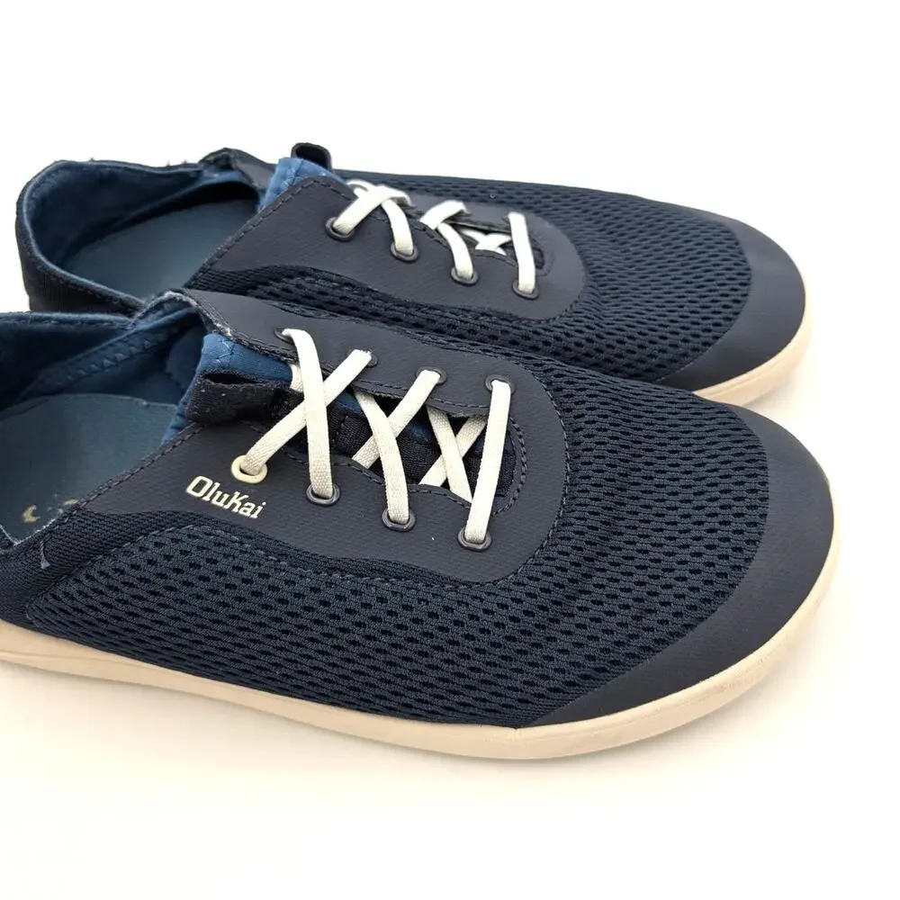 OluKai Moku Pae Sneaker Shoes Men's Trench Blue/Off White Size US8.5 EU41.5
